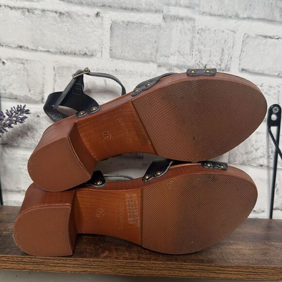 Cushionaire Black Faux Leather Slingback Sandals Pumps Shoes Size 7.5 - Picture 7 of 8